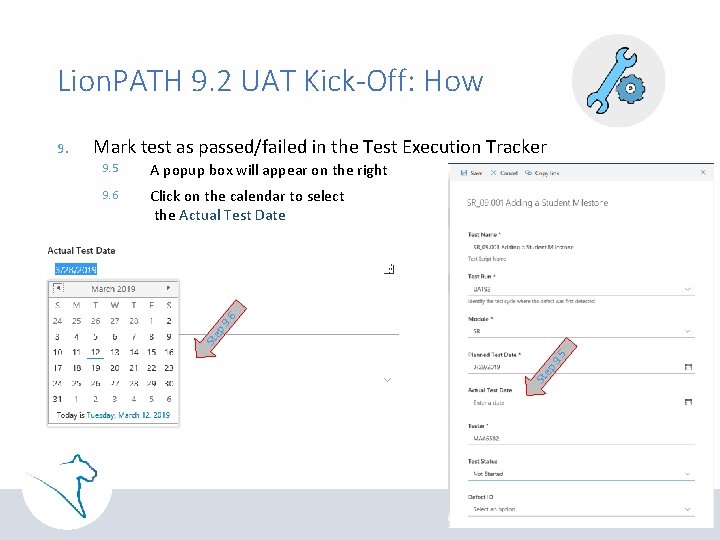 Lion. PATH 9. 2 UAT Kick-Off: How Mark test as passed/failed in the Test