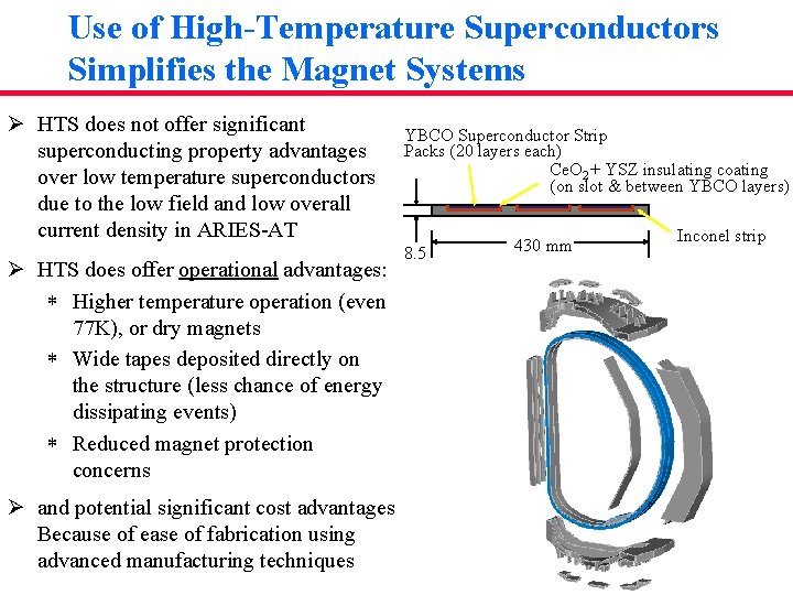 Use of High-Temperature Superconductors Simplifies the Magnet Systems Ø HTS does not offer significant