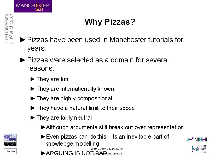 Why Pizzas? ► Pizzas have been used in Manchester tutorials for years. ► Pizzas