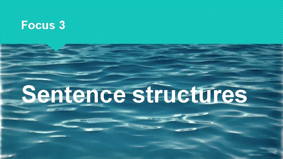 Focus 3 Sentence structures 