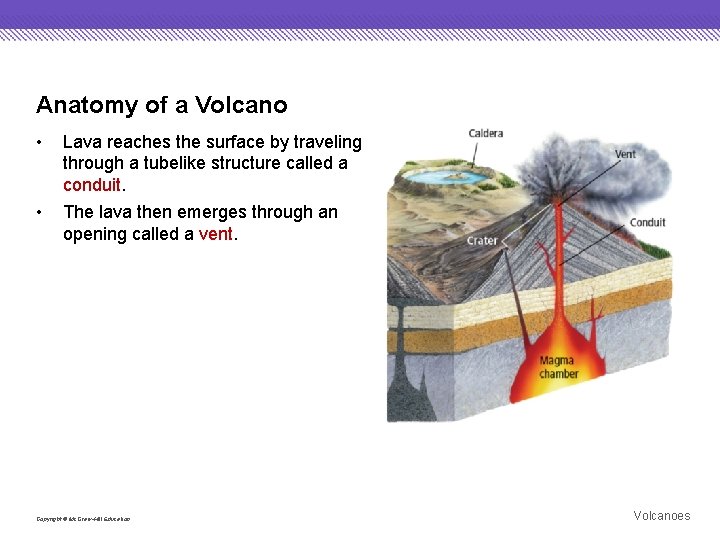 Anatomy of a Volcano • Lava reaches the surface by traveling through a tubelike
