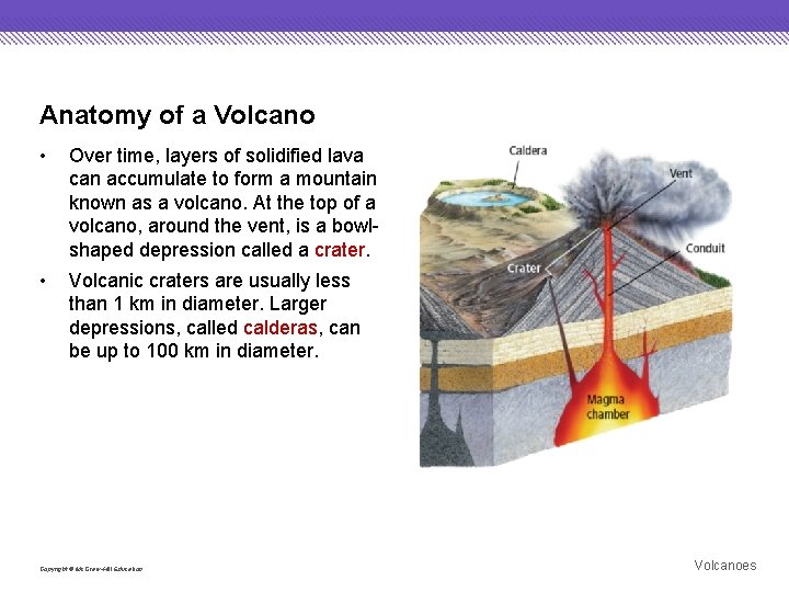Anatomy of a Volcano • Over time, layers of solidified lava can accumulate to