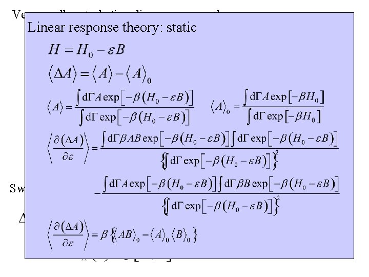 Very small perturbation: linear response theory Linear response theory: static Outside the barrier g.