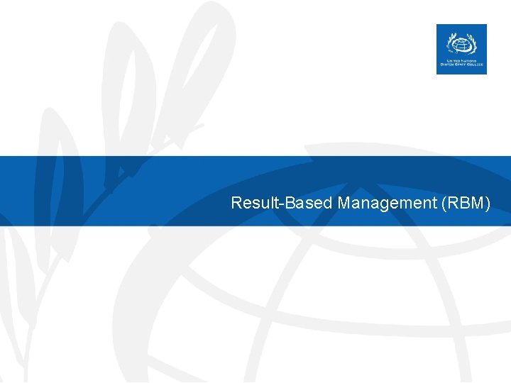 Result-Based Management (RBM) 