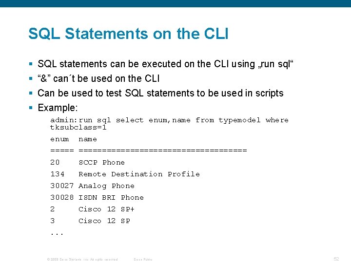 SQL Statements on the CLI § § SQL statements can be executed on the SQL Statements on the CLI § § SQL statements can be executed on the