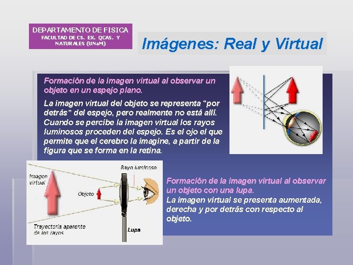 DEPARTAMENTO DE FISICA FACULTAD DE CS. EX. QCAS. Y NATURALES (UNa. M) Imágenes: Real