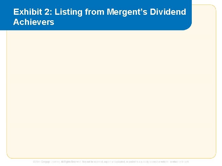 Exhibit 2: Listing from Mergent’s Dividend Achievers Exhibit 2: Listing from Mergent’s Dividend Achievers