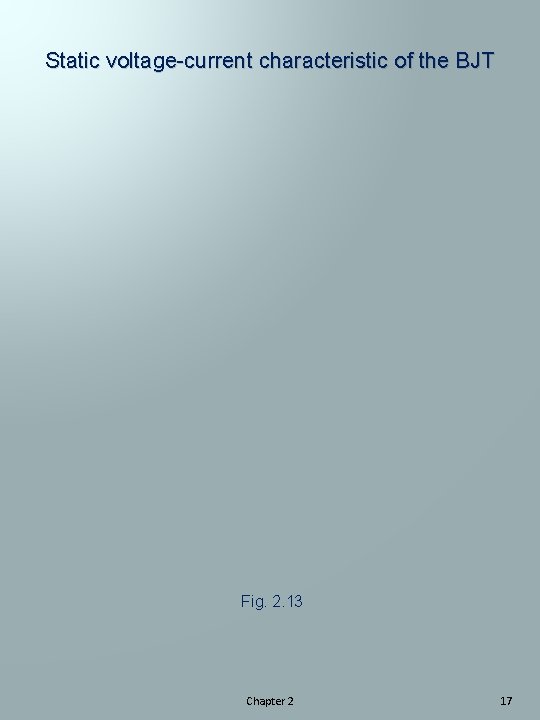 Static voltage-current characteristic of the BJT Fig. 2. 13 Chapter 2 17 