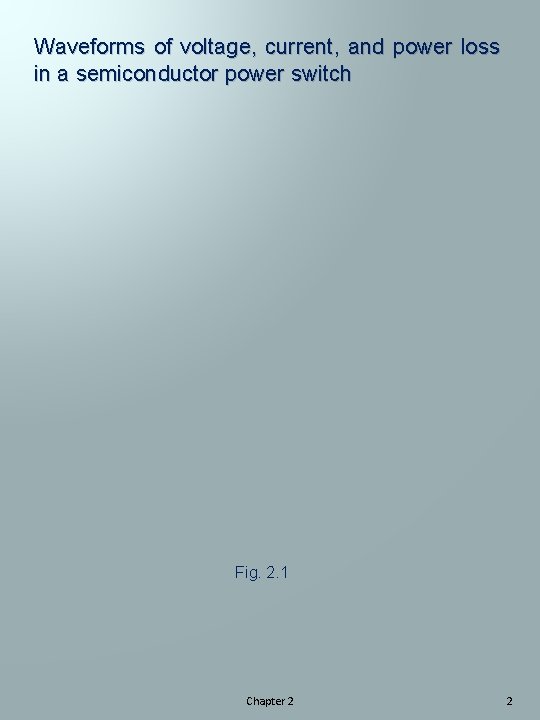 Waveforms of voltage, current, and power loss in a semiconductor power switch Fig. 2.