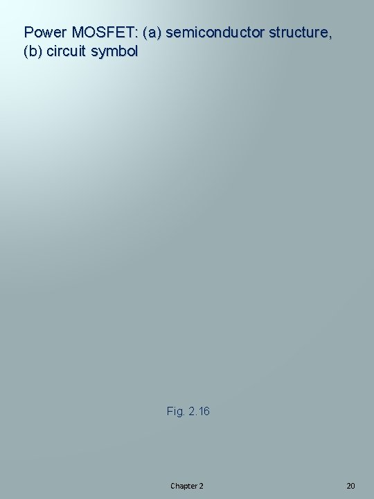 Power MOSFET: (a) semiconductor structure, (b) circuit symbol Fig. 2. 16 Chapter 2 20