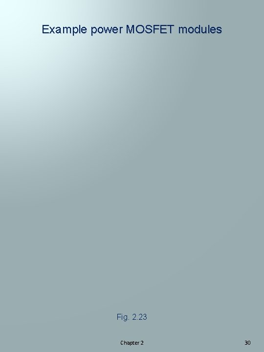 Example power MOSFET modules Fig. 2. 23 Chapter 2 30 