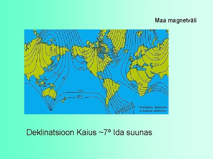 Maa magnetväli Deklinatsioon Kaius ~7º Ida suunas 
