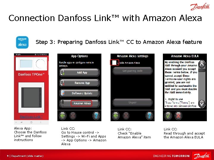 Connection Danfoss Link™ with Amazon Alexa Step 3: Preparing Danfoss Link™ CC to Amazon