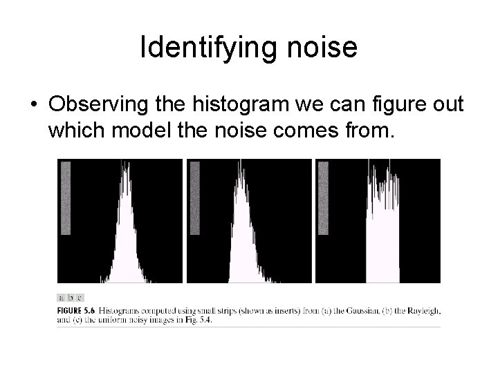 Identifying noise • Observing the histogram we can figure out which model the noise