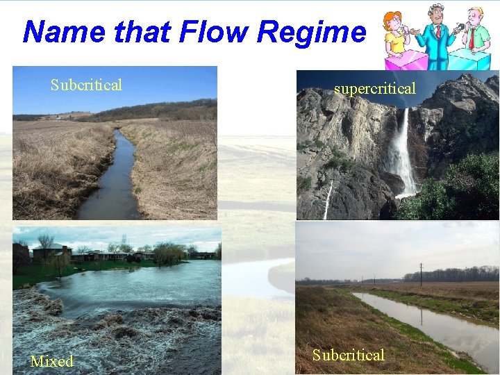 Name that Flow Regime Subcritical Mixed supercritical Subcritical 