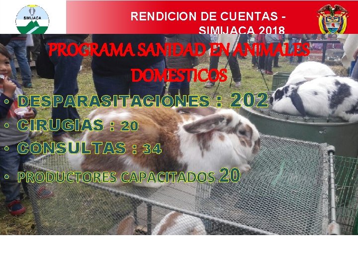 RENDICION DE CUENTAS SIMIJACA 2018 Con Respeto Construimos PROGRAMA SANIDAD ENConfianza ANIMALES DOMESTICOS •