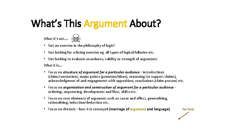 What’s This Argument About? What it’s not…. . • Not an exercise in the