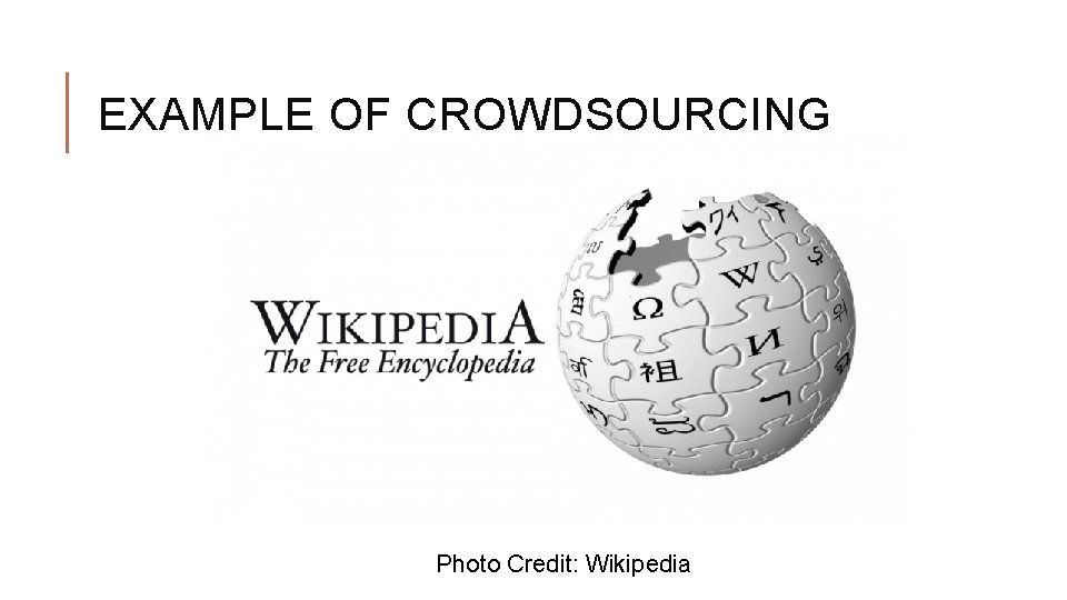 EXAMPLE OF CROWDSOURCING Photo Credit: Wikipedia 