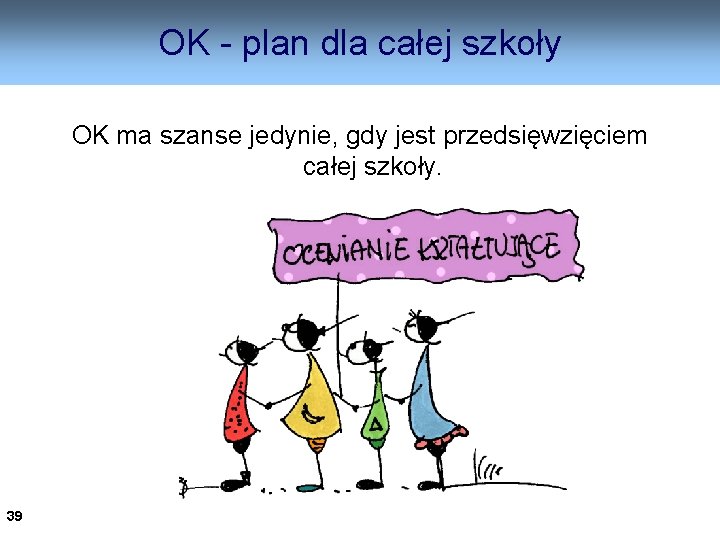 OK - plan dla całej szkoły OK ma szanse jedynie, gdy jest przedsięwzięciem całej