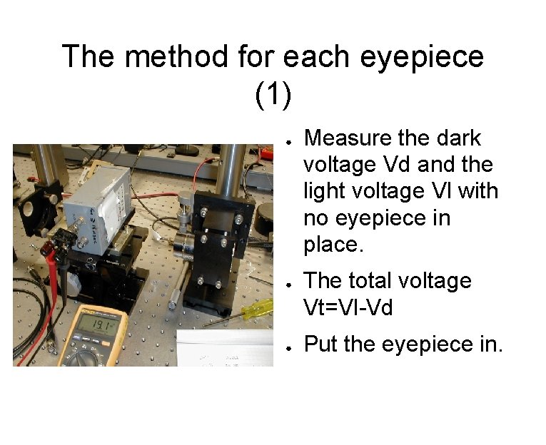 The method for each eyepiece (1) ● ● ● Measure the dark voltage Vd