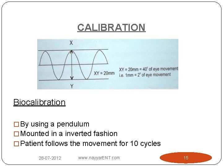 CALIBRATION Biocalibration � By using a pendulum � Mounted in a inverted fashion �