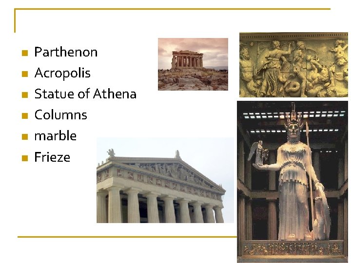 n n n Parthenon Acropolis Statue of Athena Columns marble Frieze 