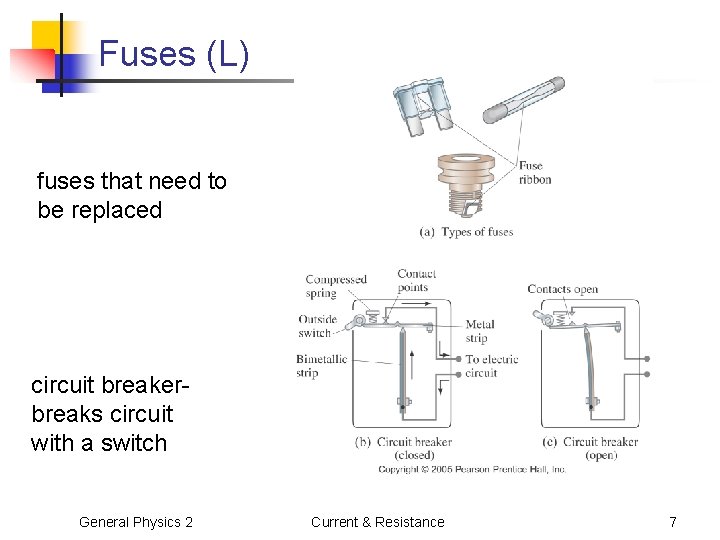 Fuses (L) fuses that need to be replaced circuit breakerbreaks circuit with a switch