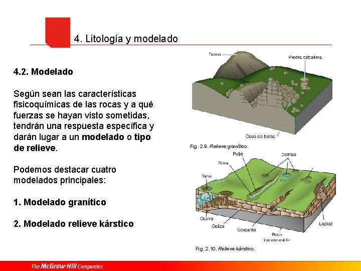 4. Litología y modelado 4. 2. Modelado Según sean las características fisicoquímicas de las