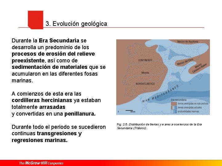 3. Evolución geológica Durante la Era Secundaria se desarrolla un predominio de los procesos