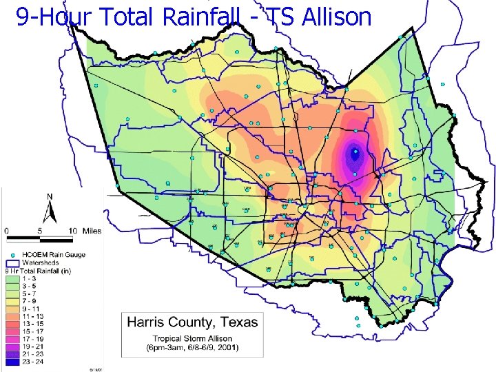 9 -Hour Total Rainfall - TS Allison 