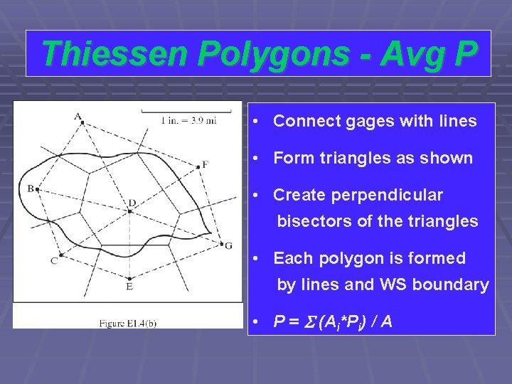 Thiessen Polygons - Avg P • Connect gages with lines • Form triangles as