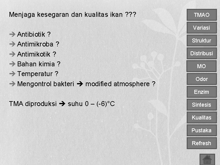 Menjaga kesegaran dan kualitas ikan ? ? ? Antibiotik ? Antimikroba ? Antimikotik ?