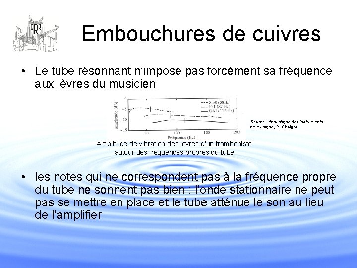 Embouchures de cuivres • Le tube résonnant n’impose pas forcément sa fréquence aux lèvres