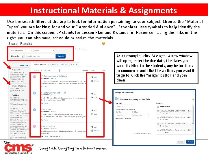 Instructional Materials & Assignments Use the search filters at the top to look for