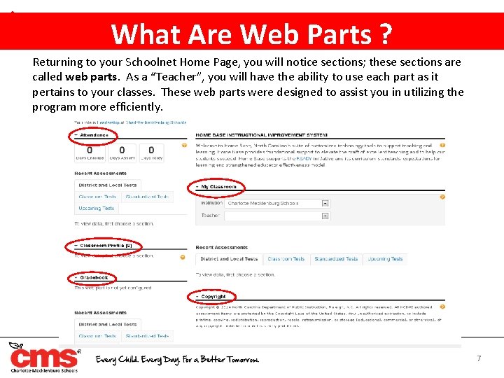 What Are Web Parts ? Returning to your Schoolnet Home Page, you will notice