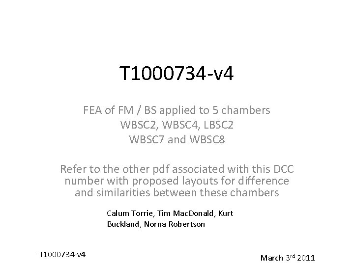 T 1000734 -v 4 FEA of FM / BS applied to 5 chambers WBSC