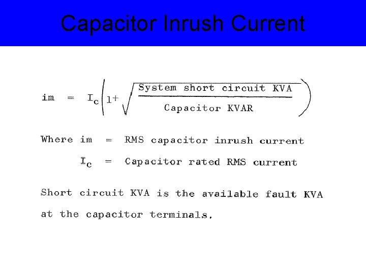 Capacitor Inrush Current 