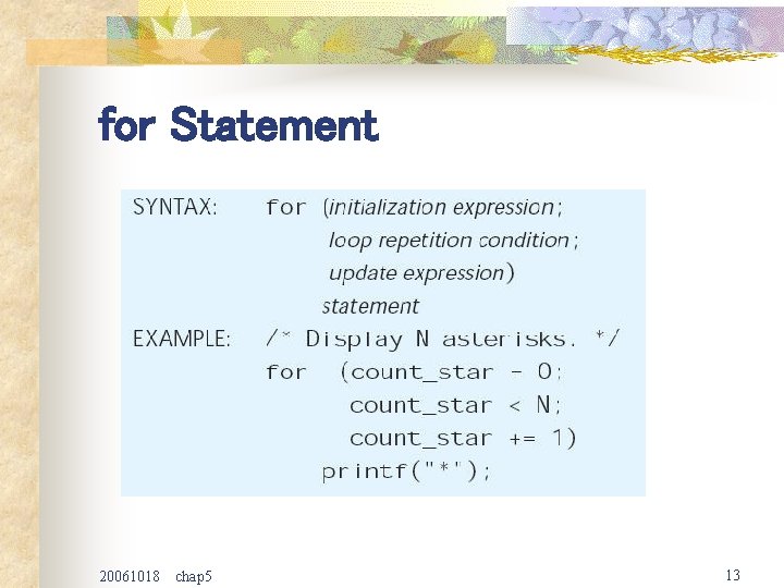 for Statement 20061018 chap 5 13 