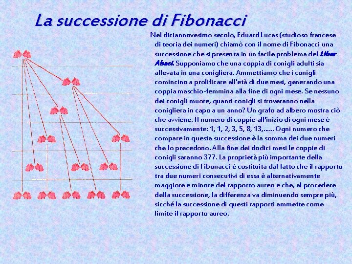 La successione di Fibonacci Nel diciannovesimo secolo, Eduard Lucas (studioso francese di teoria dei