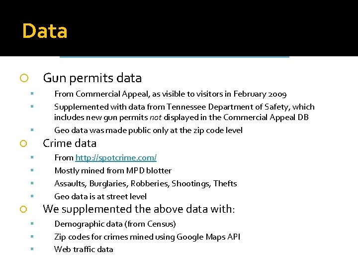 Data Gun permits data From Commercial Appeal, as visible to visitors in February 2009 Data Gun permits data From Commercial Appeal, as visible to visitors in February 2009