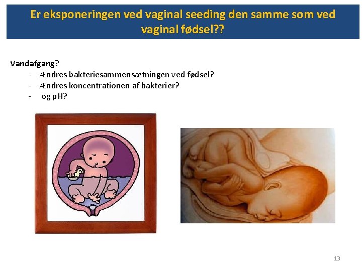 Er eksponeringen ved vaginal seeding den samme som ved vaginal fødsel? ? Vandafgang? -