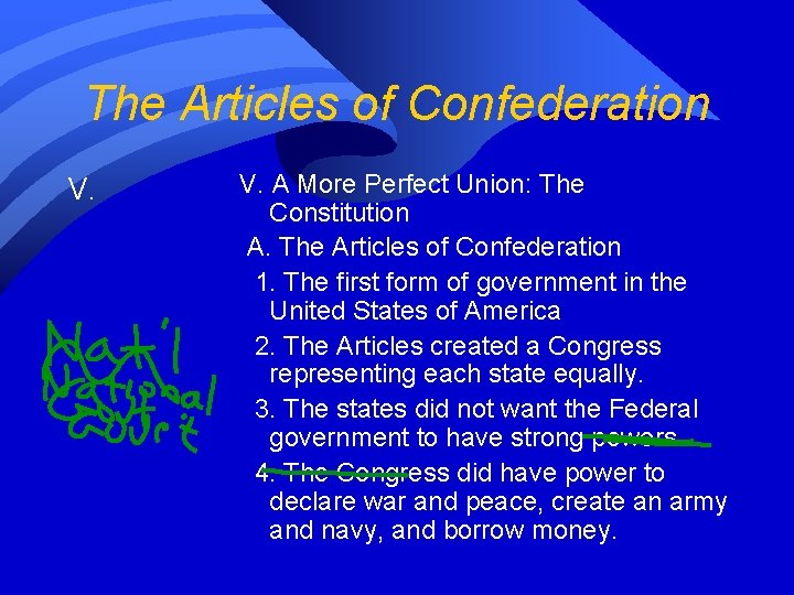 The Articles of Confederation V. A More Perfect Union: The Constitution A. The Articles