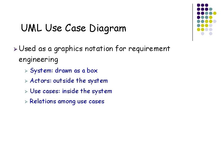 UML Use Case Diagram Ø Used as a graphics notation for requirement engineering Ø