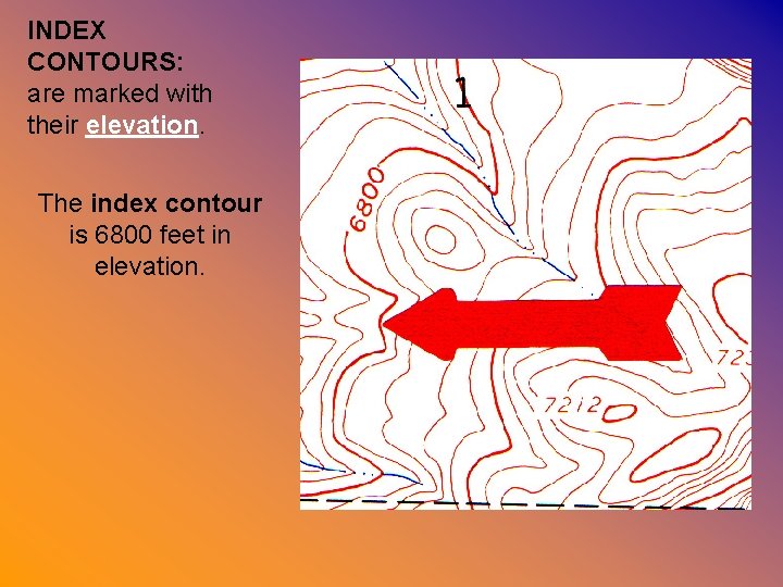 INDEX CONTOURS: are marked with their elevation. The index contour is 6800 feet in