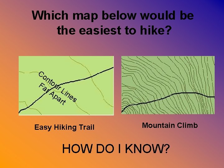 Which map below would be the easiest to hike? Co nt Fa our r