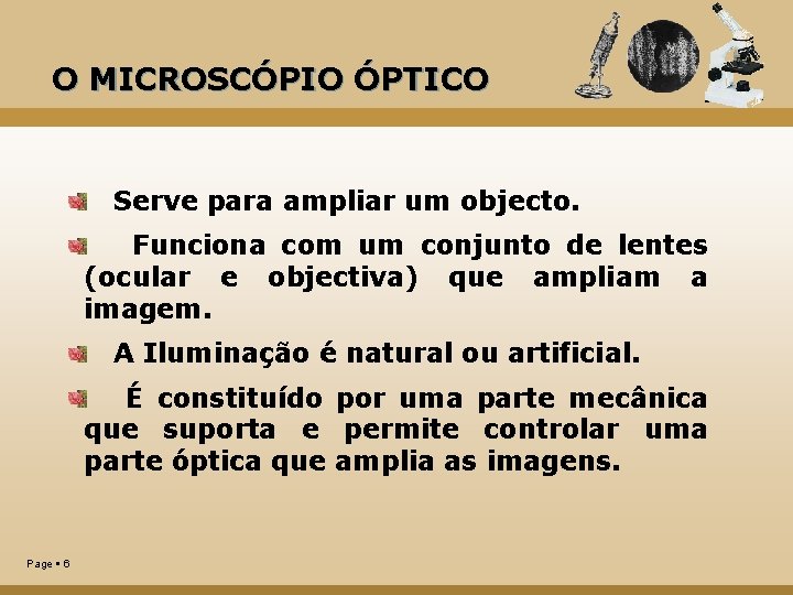 O Microscpio ptico Composto Professora Liliana Guerreiro A
