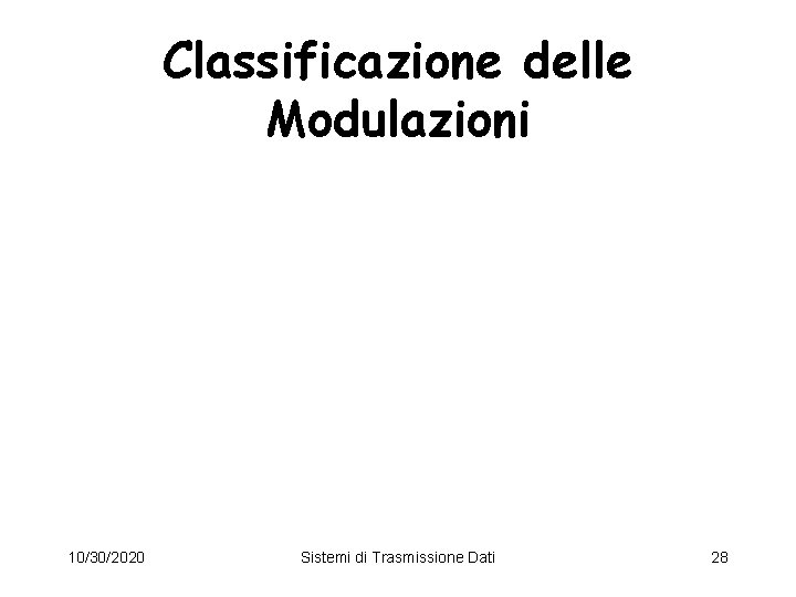 Classificazione delle Modulazioni 10/30/2020 Sistemi di Trasmissione Dati 28 