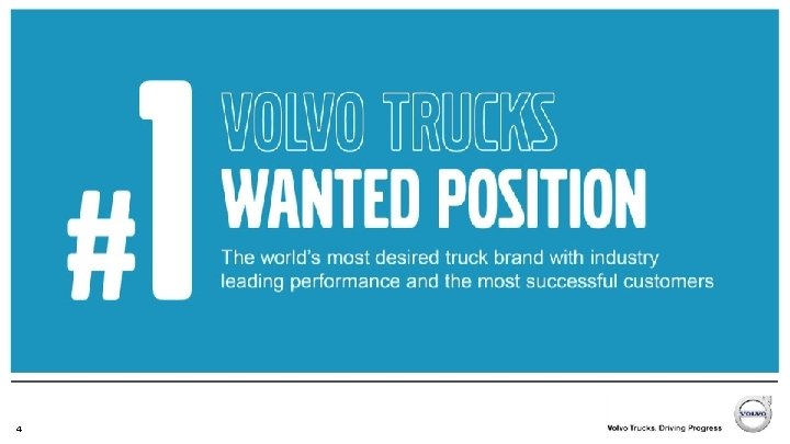 # 4 1 VOLVO TRUC WANTED POSITION The world’s most desired truck brand with