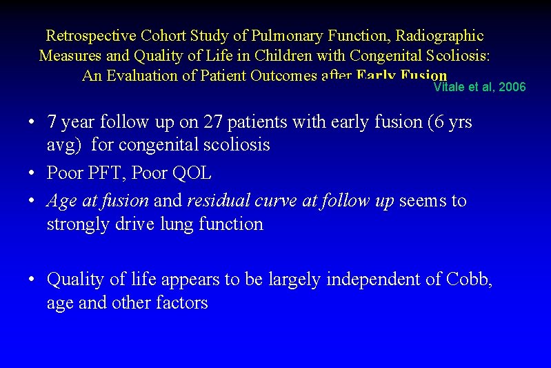 Retrospective Cohort Study of Pulmonary Function, Radiographic Measures and Quality of Life in Children