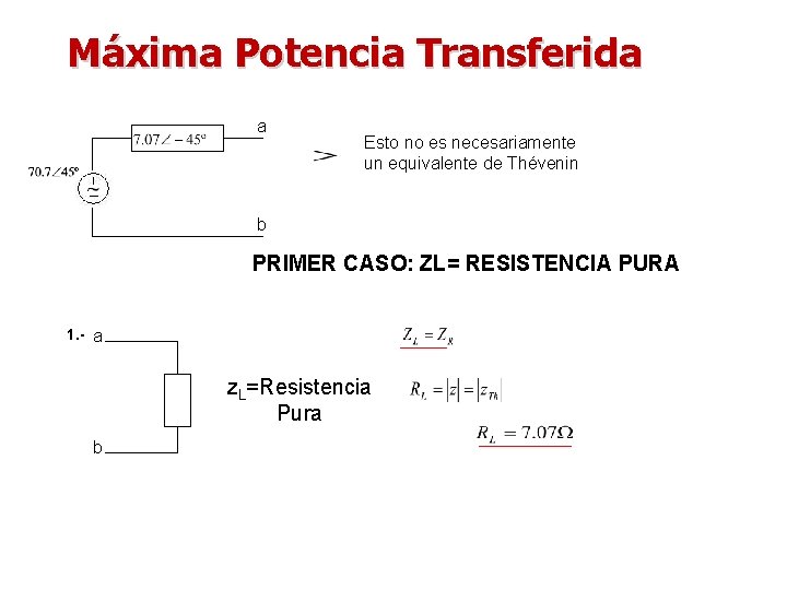 Máxima Potencia Transferida a Esto no es necesariamente un equivalente de Thévenin b PRIMER